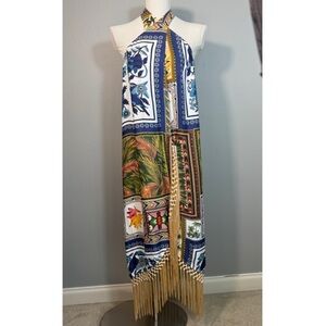 Farm Rio Mixed Scarves Crossed Front Maxi Dress